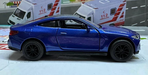 Oyuncak Metal Model Araba 1/36 Çek Bırak BMW M4 Lacivert - 3