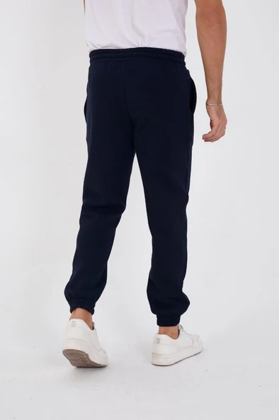 Unisex Kışlık Üç İplik Lastikli Eşofman Pantolon - Lacivert - 3