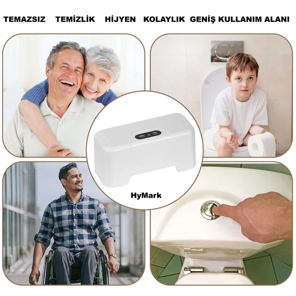 HyMark Otomatik WC Tuvalet Sifonu Kızılötesi Sensörlü Temassız Akıllı Sensör Şarjlı Dahili Pil - Resim 13