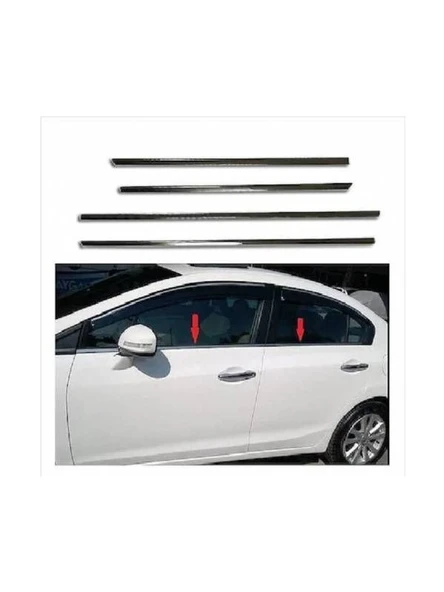 Cam Çıtaları Krom 4 Parça Civic SD 2012-2016 Arası Modeller İçin - Resim 2