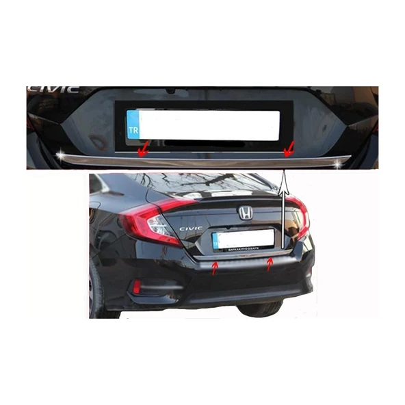 Bagaj Alt Çıta Krom Civic SD 2016 Ve Sonrası Modeller İçin - Resim 2