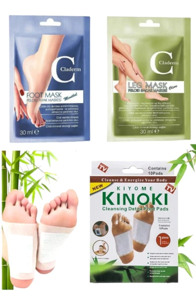 3'lü Set Detox Ayak Bandı Toksin Atıcı Ayak Detoksu Ayak Bacak Peeling Kil Maskesi Bakımı
