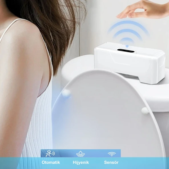 HyMark Otomatik WC Tuvalet Sifonu Kızılötesi Sensörlü Temassız Akıllı Sensör Şarjlı Dahili Pil - Resim 2