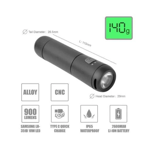Eastpower Ön Far LW-F800 900LM USB IP65 Su Geçirmez - Siyah - Resim 2