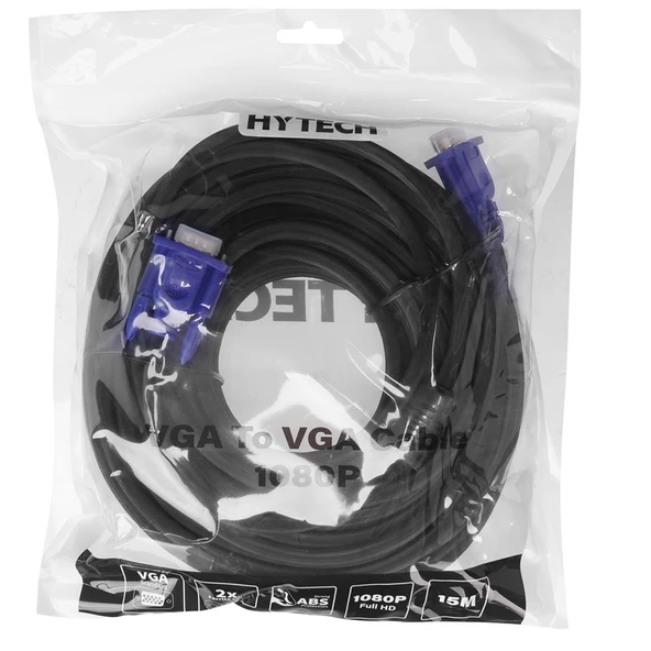 Hytech HT-VGA15 15 Pin Erkek Erkek 15 Metre Vga Pc Bilgisayar Monitör Görüntü Aktarma Kablosu - 5