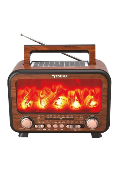Torima D72 Açık Kahve Nostalji Kablosuz Speaker Bluetooth Hoparlör Radyo Solar Panelli - 4