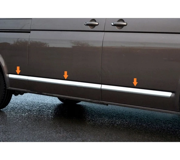 VW T5 Transporter Uyumlu Yan Kapı Çıtası Kısa Şase Krom 5 Parça 2003 - 2023 Arası Modeller İçin - Resim 3