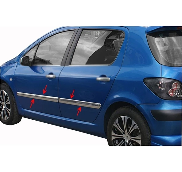Yan Kapı Çıtası Krom 4 Parça 307 HB 5D 2001-2008 Arası Modeller İçin - Resim 2