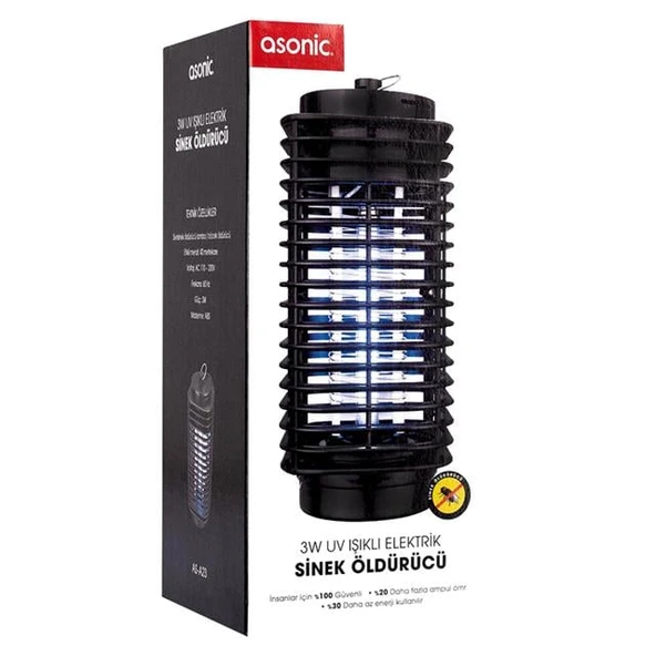 Asonic AS-A23 3 Watt Siyah UV Işıklı Sinek Öldürücü - Resim 3