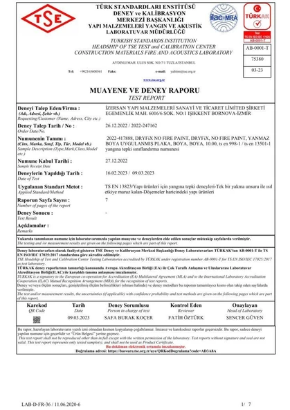 DryFix No Fire Paint Plus 120 Dk Yangına Dayanıklı Boya 18 Kg Ral 7040 Koyu Gri - Resim 2