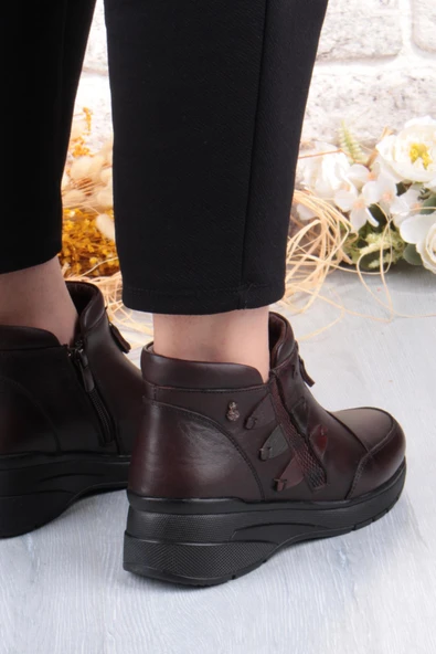 Pepita Z014 Rahat Esnek Kaymaz Taban Yumuşak Hakiki Deri Kadın Bot - Resim 11