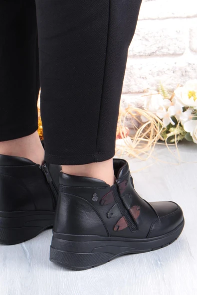 Pepita Z014 Rahat Esnek Kaymaz Taban Yumuşak Hakiki Deri Kadın Bot - Resim 4