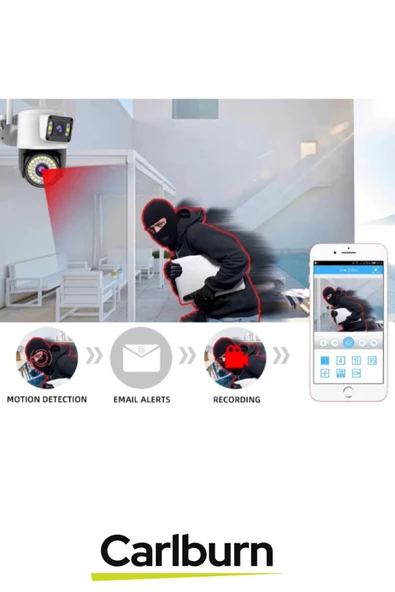 8MP Ultra HD 355° Yatay 90° Dikey Çift Lensli Otomatik Takip Dış Mekan Wi-Fi Mobil İzlenen Kamera - 5