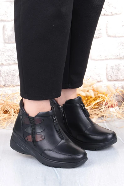 Pepita Z014 Rahat Esnek Kaymaz Taban Yumuşak Hakiki Deri Kadın Bot - Resim 3