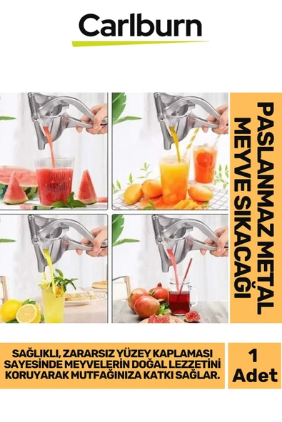 Özel Üretim Zararsız Yüzey Kaplamalı Portakal Limon Nar Paslanmaz Metal Meyve Sıkacağı El Presi