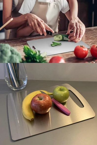 Paslanmaz Çelik Kesme Tahtası Antibakteriyel Çelik Kesim Panosu - 8