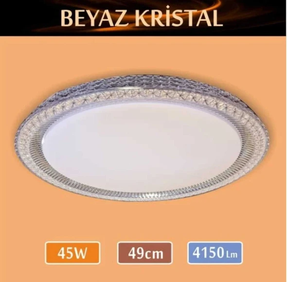 Sıva Üstü Led Panel 45W 49 cm çapında Model Beyaz Kristal Led Avize - 1
