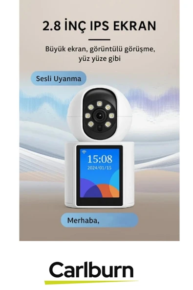 2.8 inç IPS Ekranlı Çift Taraflı Seslendirme Hareket Algılama 4MP Lens 2.4 GHz Akıllı Ev Kamerası - 4