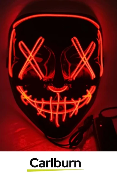 Özel Tasarım Pilli Dayanıklı Rahat Hafif 3 Modlu Uzun Süre Güçlü LED Işıklı Turuncu Maske 1 Adet - 2