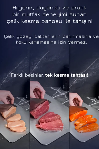 Paslanmaz Çelik Kesme Tahtası Antibakteriyel Çelik Kesim Panosu - 5