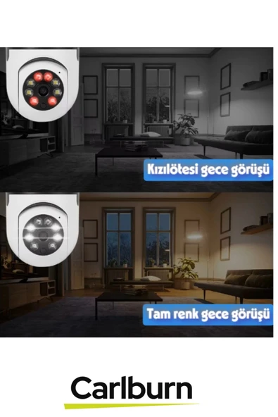 355° Yatay ve 90° Dikey Hareket E27 Duy Girişli Bulut Depolama Çift Yönlü Ses Kablosuz Ampul Kamera - 2