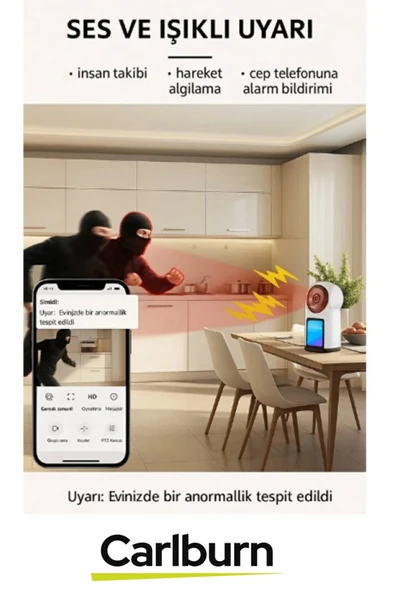 2.8 inç IPS Ekranlı Çift Taraflı Seslendirme Hareket Algılama 4MP Lens 2.4 GHz Akıllı Ev Kamerası - 5