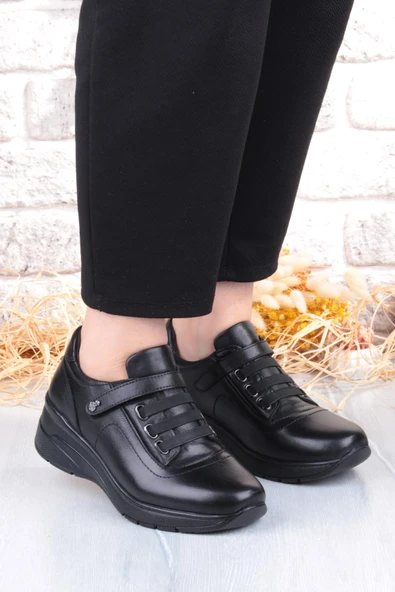 Pepita Z010 Comfort Yumuşak Esnek Kauçuk Kaymaz Taban Hakiki Deri Kadın Ayakkabı - Resim 3