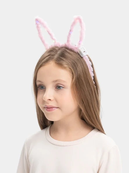 Led Işıklı Peluş Tavşan Kulak Taç Pembe - 3