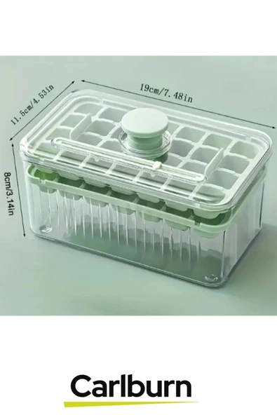 Yeni Nesil Dayanıklı Bpa İçermeyen Düğmeli Basmalı Çift 56'lı Buz Küpü Kalıbı Saklama Kutulu - 2