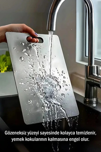 Paslanmaz Çelik Kesme Tahtası Antibakteriyel Çelik Kesim Panosu - 2