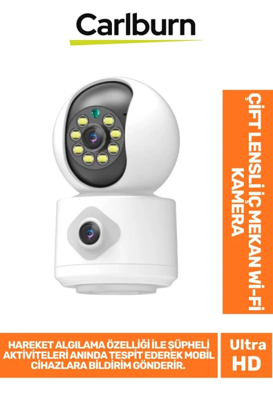 Hareket Algılama Özellikli Çift Yönlü Ses Bulut Depolama 2 MP+2 MP Çift Lensli İç Mekan Wi-Fi Kamera