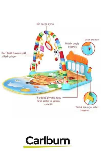 Özel Üretim Yumuşak Zemin Asılabilir Oyuncak Alanı Pilli Bebek Çocuk Piyanolu Mantar Oyun Halısı - 2