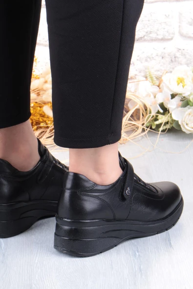 Pepita Z010 Comfort Yumuşak Esnek Kauçuk Kaymaz Taban Hakiki Deri Kadın Ayakkabı - Resim 4