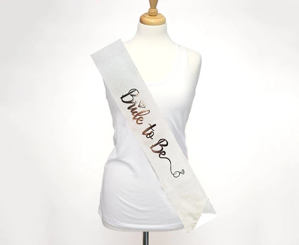 Beyaz Gümüş Bride To Be Yazılı Kuşak Kemer ürün görseli 1