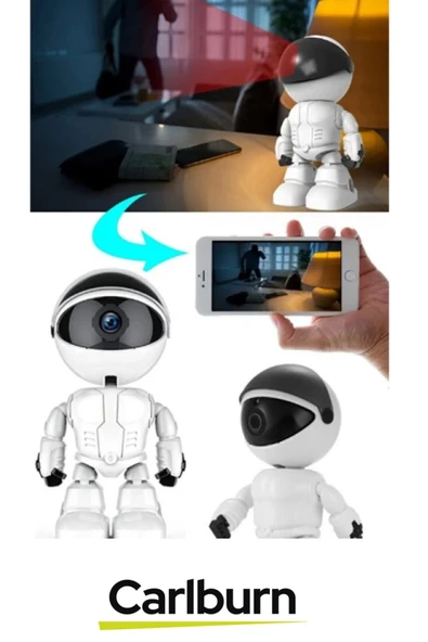 355° Yatay 45° Dikey Hareket Çift Taraflı Ses Gece Görüşü Robot Görünümlü 2.4 GHz Wi-Fi Bebek Kamera - 4