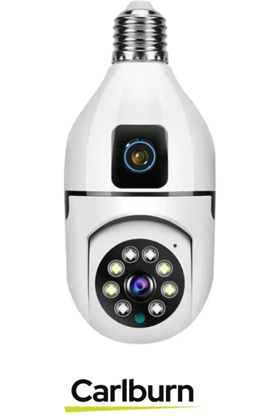 360° Panoramik Görüş 4K Full HD Çift Lensli E27 Duy Girişli 8 MP Kablosuz Ampul Kamera - 3