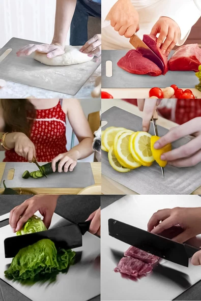 Paslanmaz Çelik Kesme Tahtası Antibakteriyel Çelik Kesim Panosu - 4