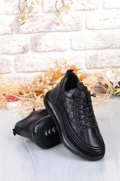 Pepita E053 Rahat Lastik Bağçıklı Kalın Air Taban Taban Hakiki Deri Erkek Ayakkabı - Resim 4