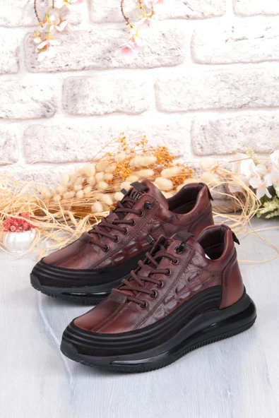 Pepita E053 Rahat Lastik Bağçıklı Kalın Air Taban Taban Hakiki Deri Erkek Ayakkabı - Resim 8