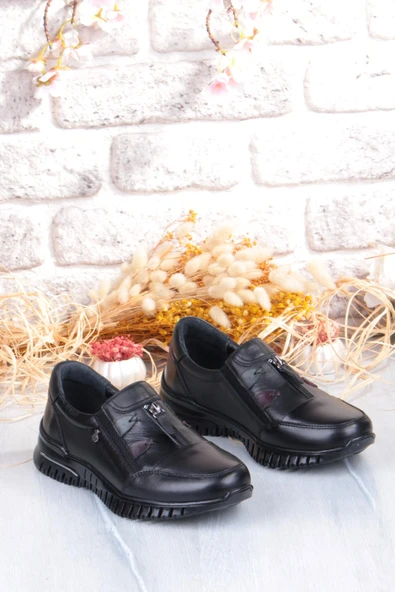 Pepita Z006 Comfort Yumuşak Esnek Kauçuk Kaymaz Taban Hakiki Deri Kadın Ayakkabı - Resim 5