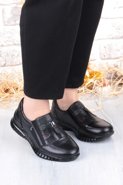 Pepita Z006 Comfort Yumuşak Esnek Kauçuk Kaymaz Taban Hakiki Deri Kadın Ayakkabı - Resim 3