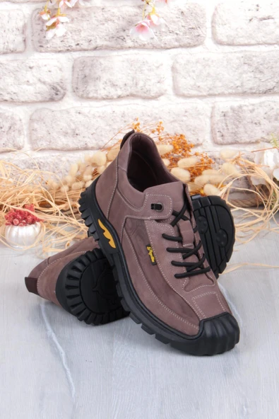 Pepita 1040 Rahat Lastik Bağçıklı Kauçuk Taban Nubuk Hakiki Deri Erkek Ayakkabı - Resim 11