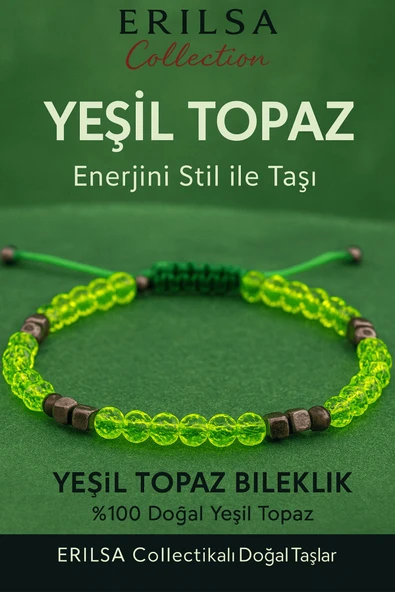 Sertifikalı Fasetli Terahertz - Neon Yeşil Kuvars Doğal Taş Bileklik İnce Model – Zarif ve Şık ürün görseli