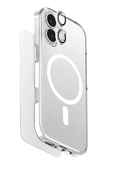 İphone 17 Kılıf Ekran Koruyucu ve Lens Koruyucu 3in1 Set Magsafe Clearvue Serisi MagClick™ ürün görseli 1
