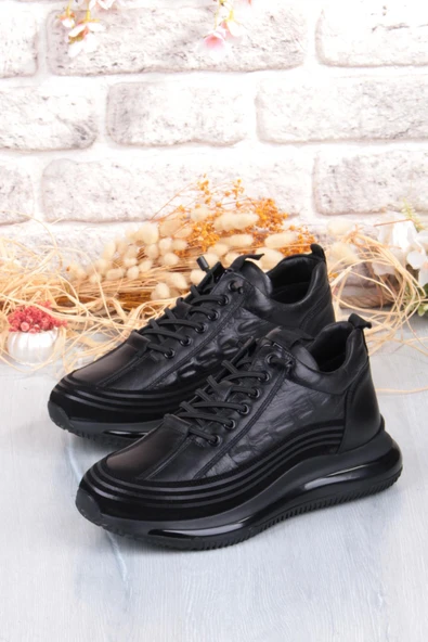 Pepita E053 Rahat Lastik Bağçıklı Kalın Air Taban Taban Hakiki Deri Erkek Ayakkabı - Resim 3