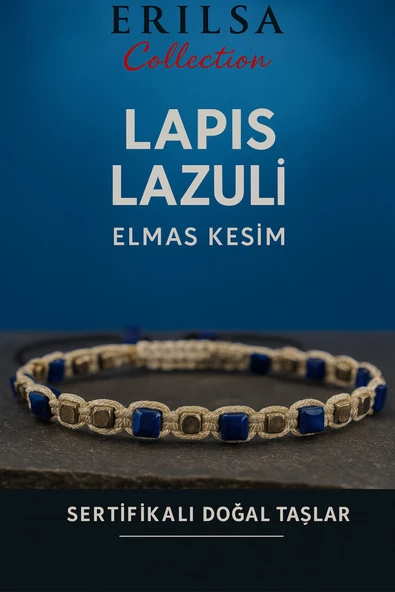 Sertifikalı Küp Kesim Terahertz - Lapis Lazuli Doğal Taş Bileklik - İnce Model ürün görseli