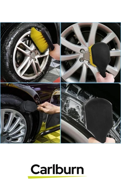 Premium Dayanıklı Ergonomik Yoğun Sert Kıl Yapılı Araba Motorsiklet Bisiklet Jant Temizleme Fırçası - 3