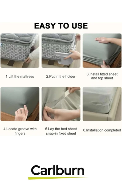 Özel Üretim Kaymaz Pratik Nevresim Yorgan Kılıfı Çarşaf Tutucu Sabitleyici Aparat Organizer 4'lü Set - 3