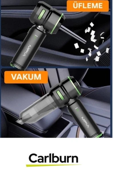 Premium 18000 PA Çekim Emiş Gücü 180W Led Göstergeli 0.5L Hacimli Şarjlı 10200 mAh Araç Süpürgesi - 6
