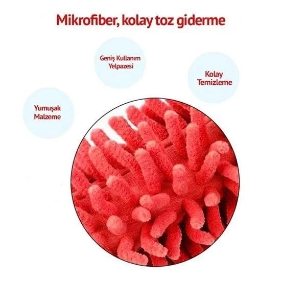 Teleskopik Mikrofiber Pratik Uzayabilen Toz Alma Fırçası Aparatı - 4